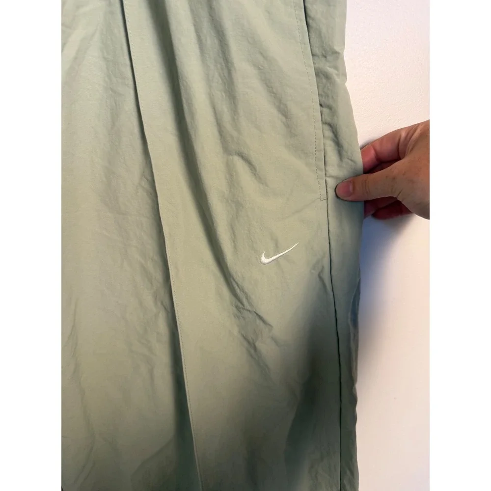 Nike Track Pants XXL Sage Green Nylon Wide Leg Swoosh Relaxed Fit Activewear